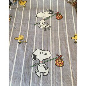 Vintage Peanuts Snoopy Woodstock Print Striped Twin Flat Sheet for 39" X 76" Mat